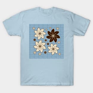 Floral design on blue T-Shirt